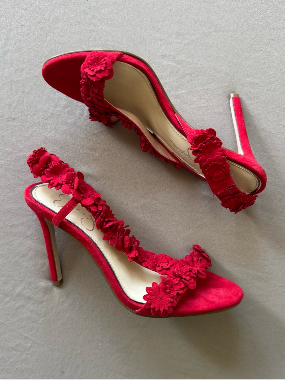 Jessica Simpson Jessin Muse Open Toe Floral Strap High Heels
